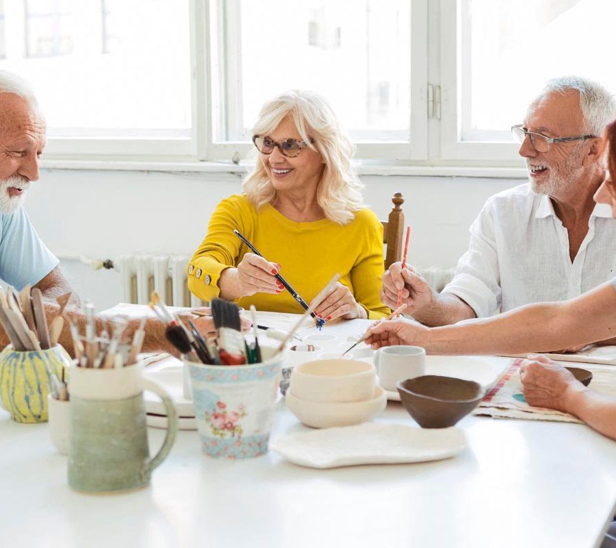 Group of seniors on ceramics workshop